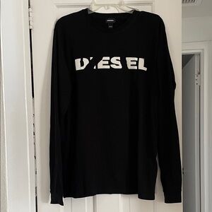 Diesel Black and White Men's Crewneck Long Sleeve Tshirt
